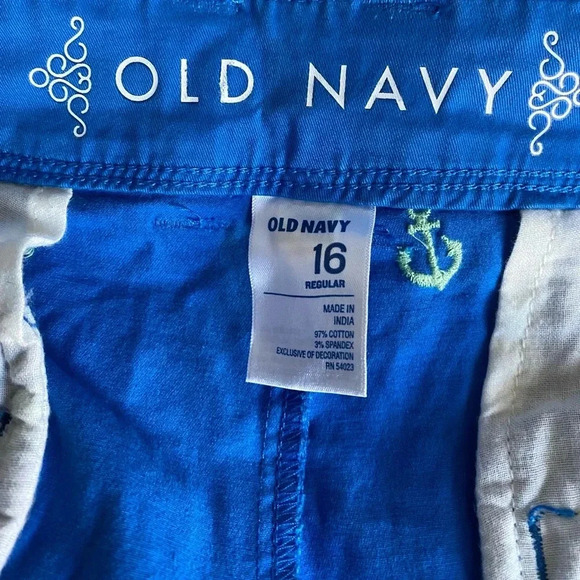 OLD NAVY | Women's Embroidered-Anchor Boyfriend Chino Khakis Blue Pants Size 16 - Picture 7 of 7
